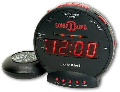 sonic bomb loud alarm clock with bed shaker